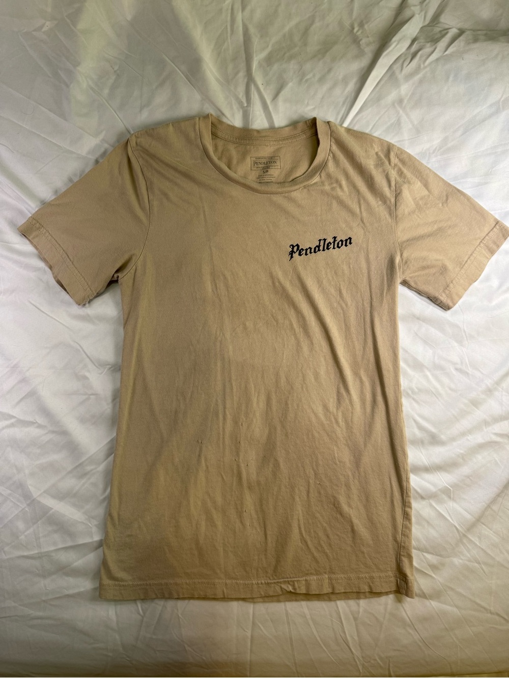 Pendleton Beige Short Sleeve Crewneck Tee with Script Logo